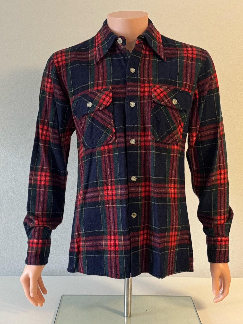 Vintage ENRO M Tall Wool Blend Plaid Shirt Jacket Made in Korea